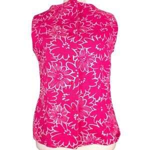 Talbots Pink Floral Sleeveless Top Size S 100% Cotton Womens Blouse